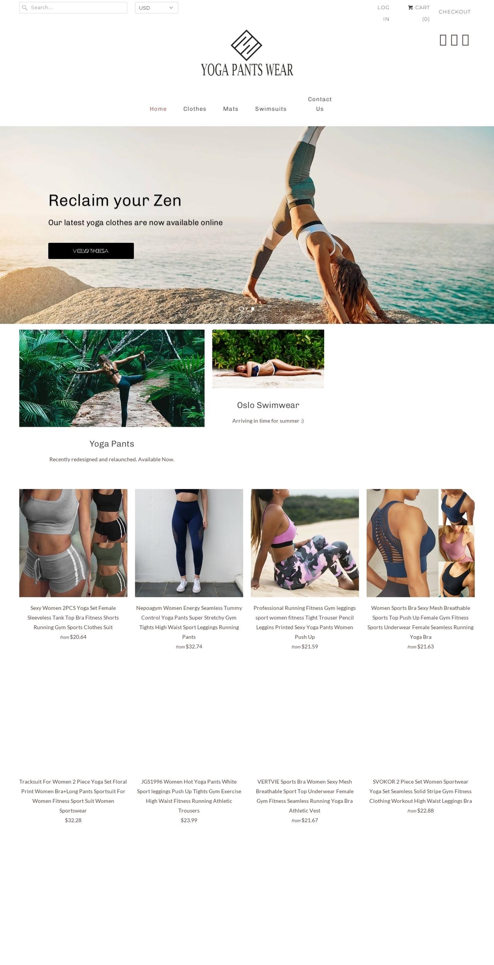 yogapantswear.com shopify website screenshot