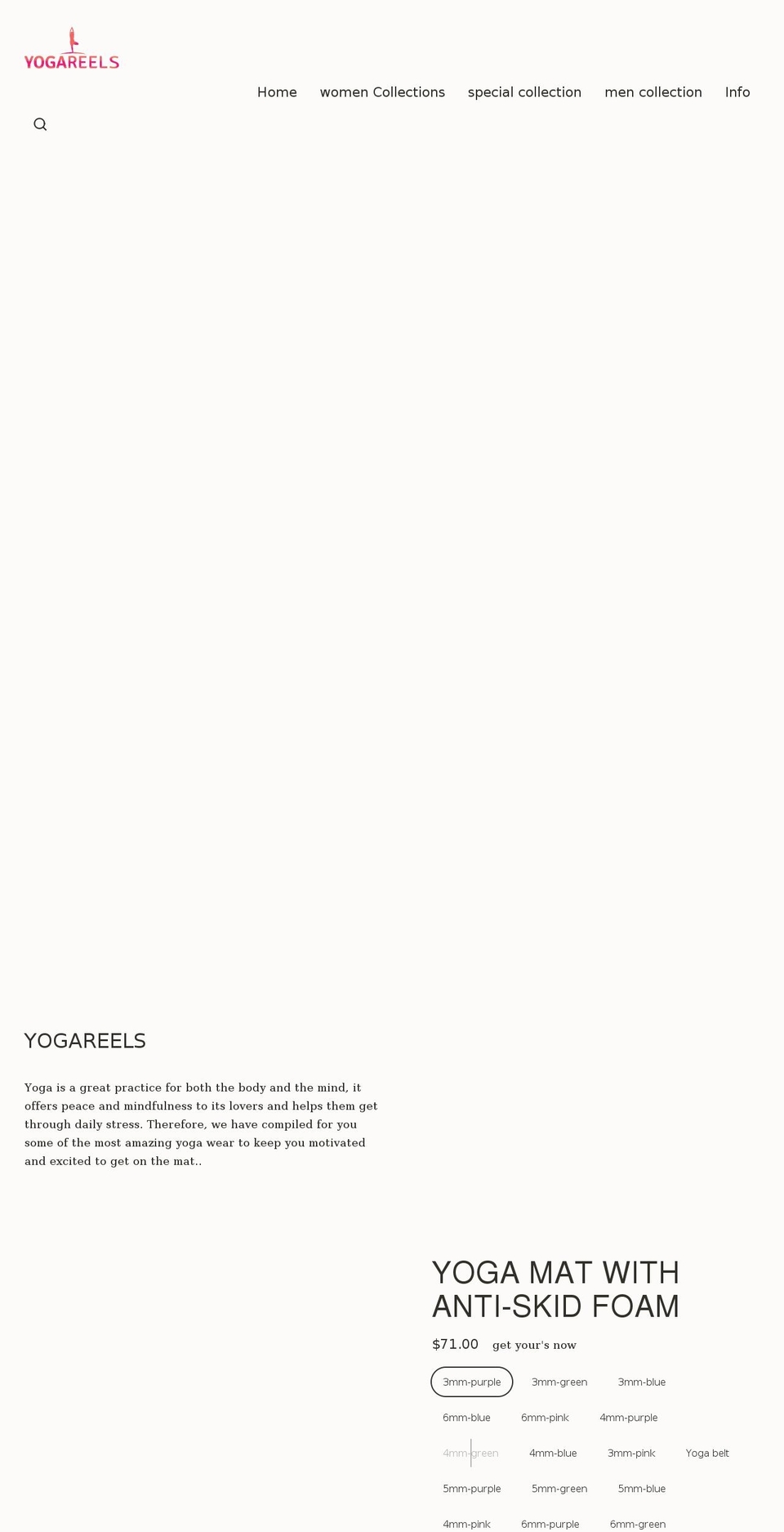 yogareels.com shopify website screenshot