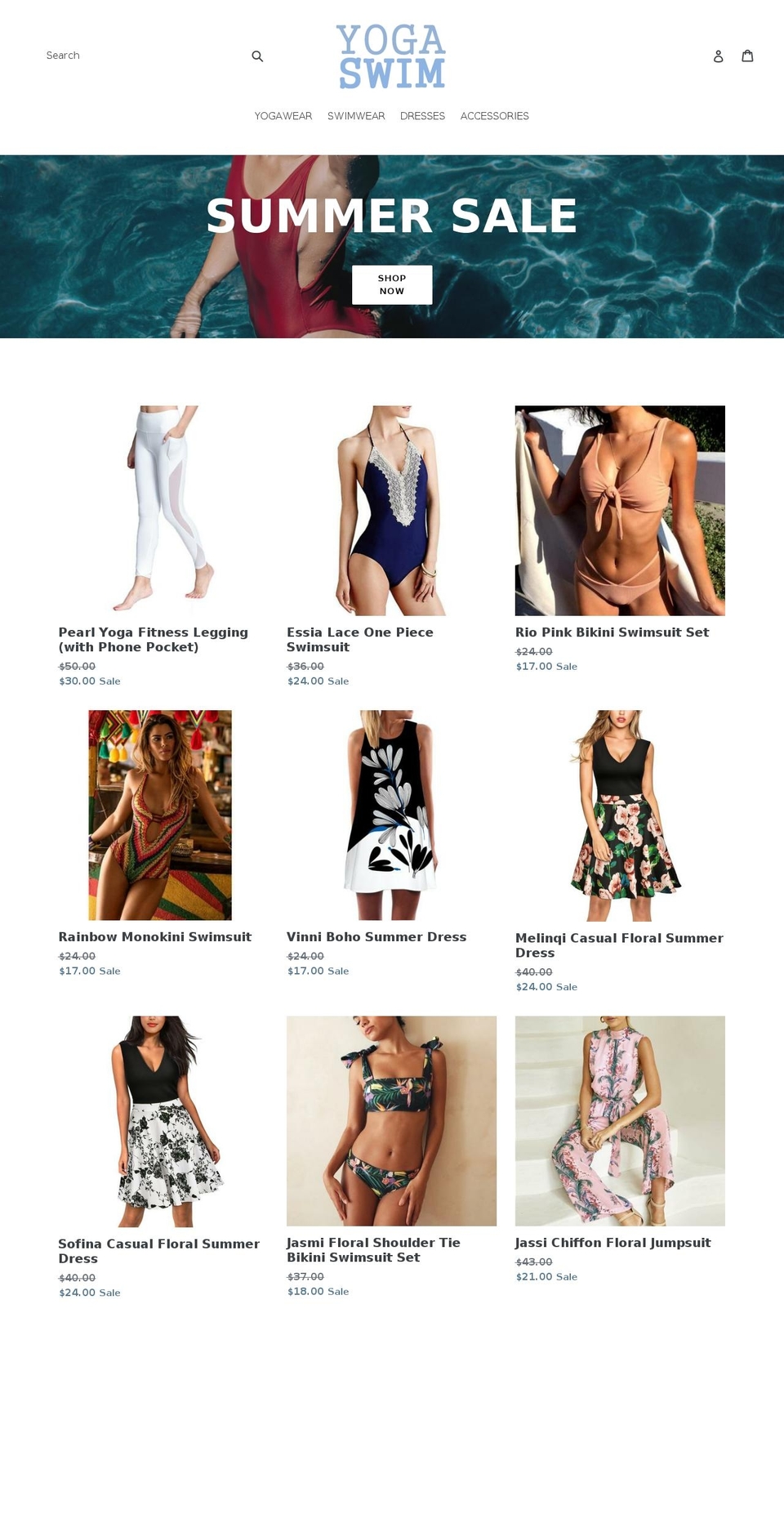 yogaswim.com — Shopify storefront screenshot