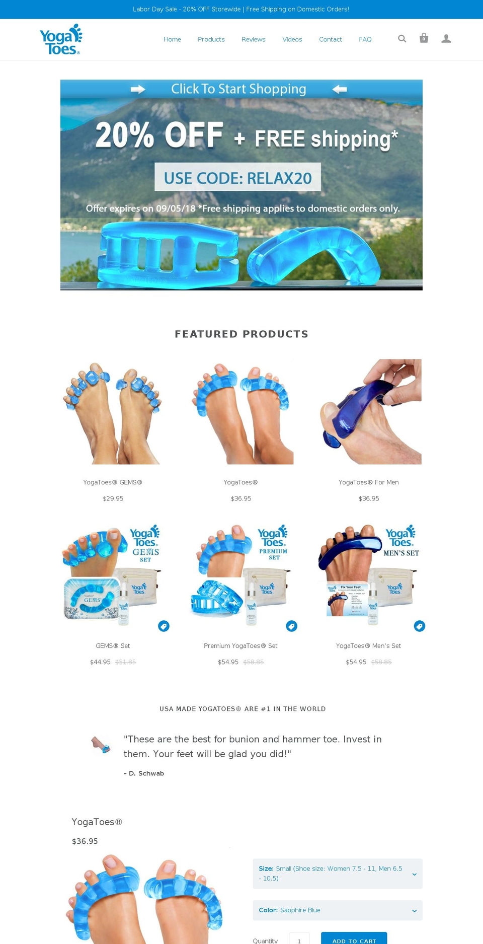 yogatoes.com shopify website screenshot