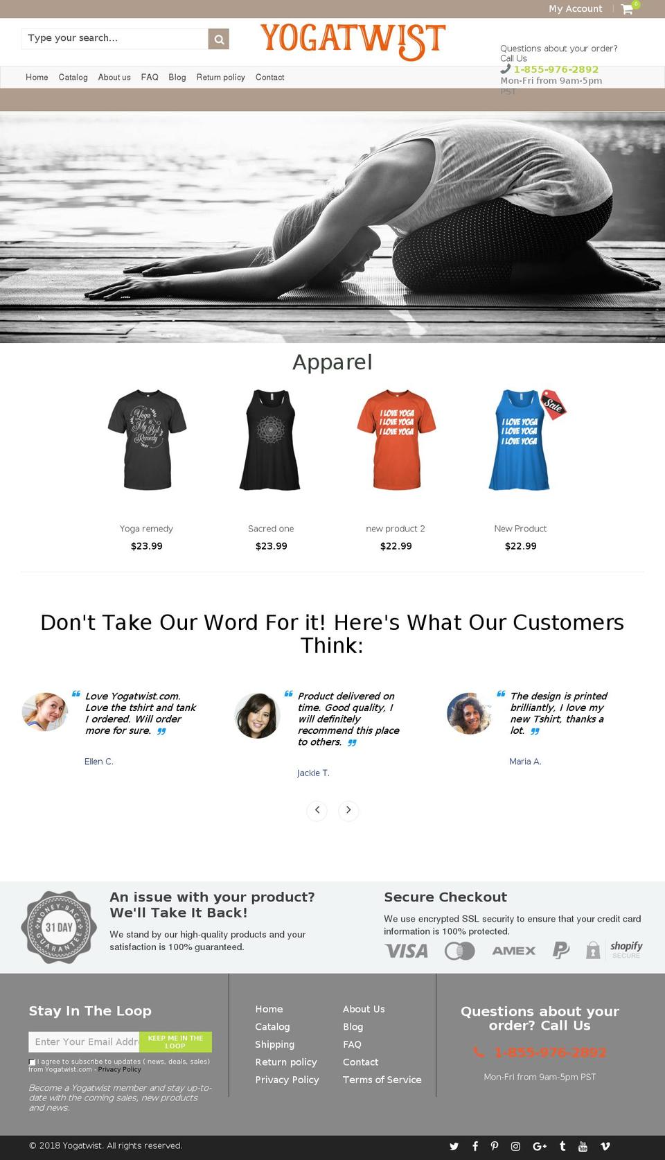 yogatwist.com — Shopify storefront screenshot