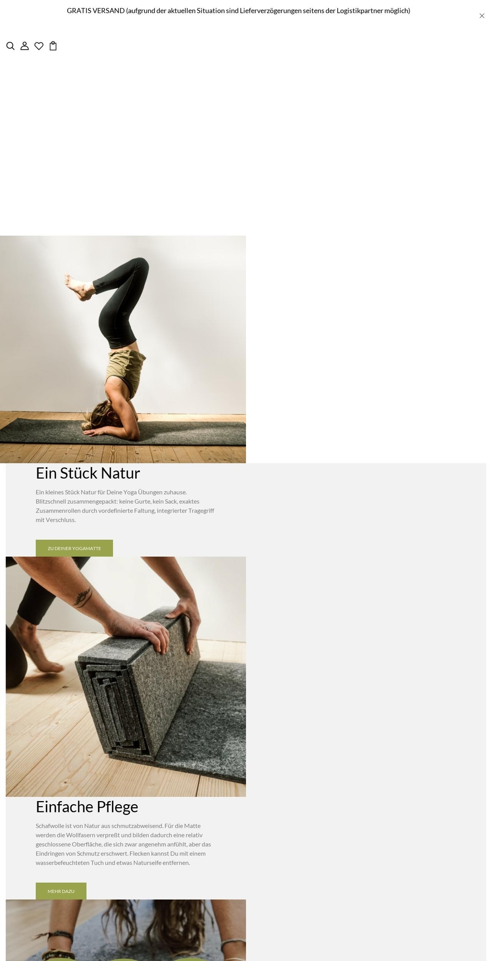 yogawool.com shopify website screenshot