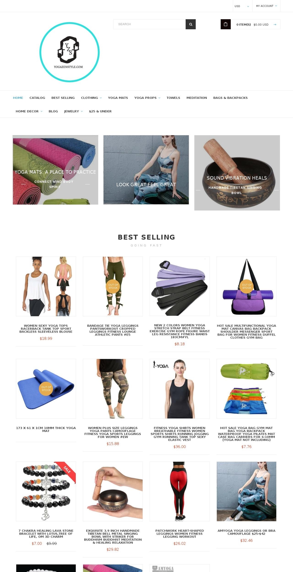 slingly-theme-2-1 Shopify theme site example yogazenstyle.com