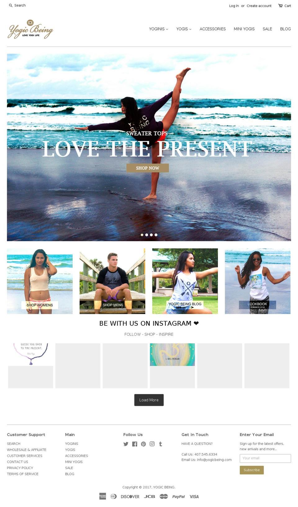 yogicbeing.com shopify website screenshot