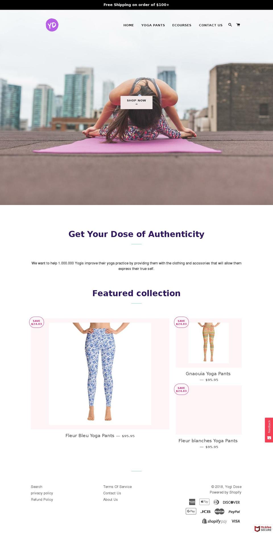 yogidose.com — Shopify storefront screenshot