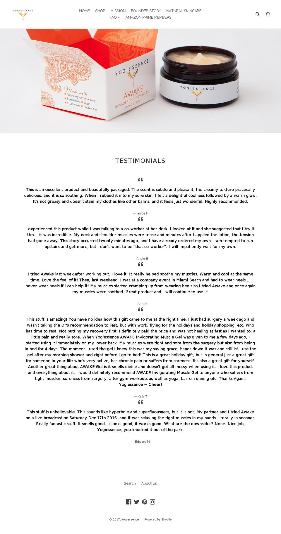 yogiessence.com shopify website screenshot