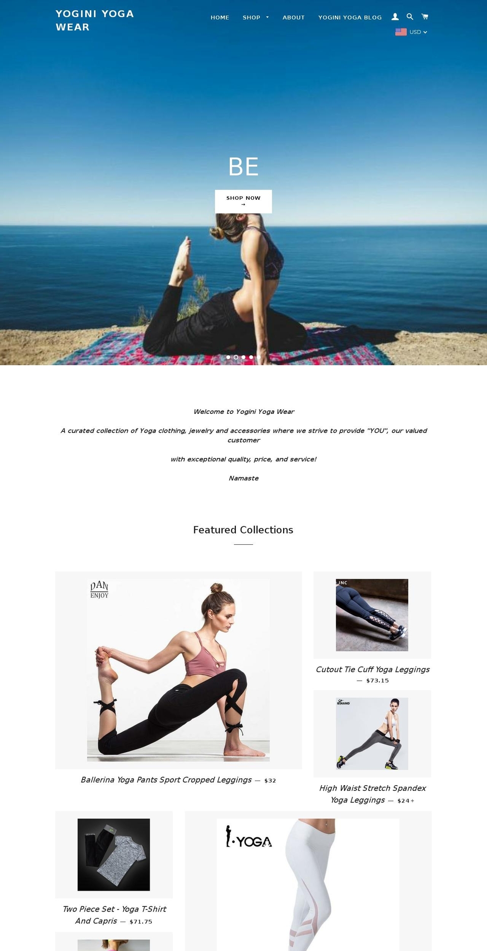 yoginiyoga.net shopify website screenshot