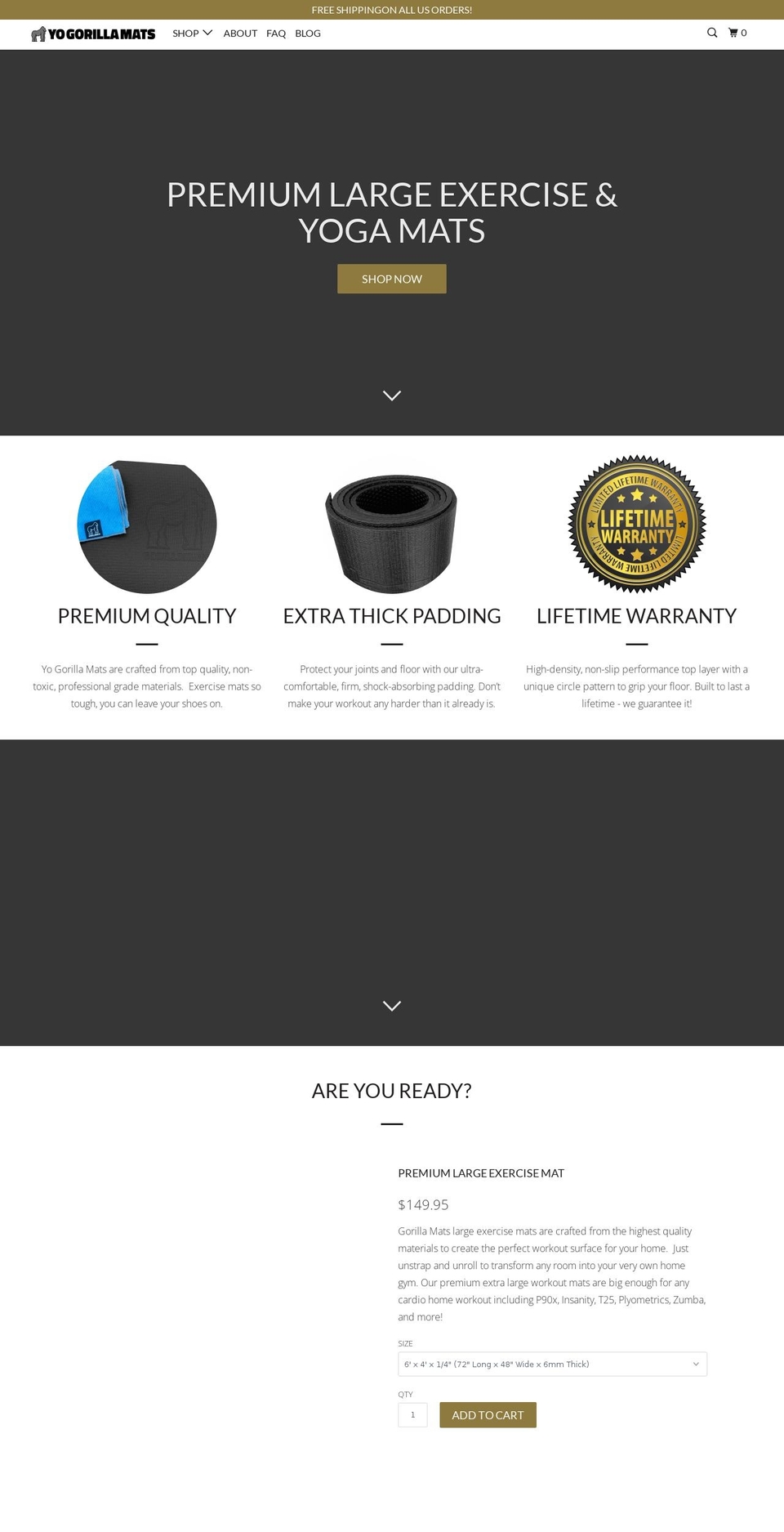 Yo Gorilla Mats Shopify theme site example yogorillamats.com