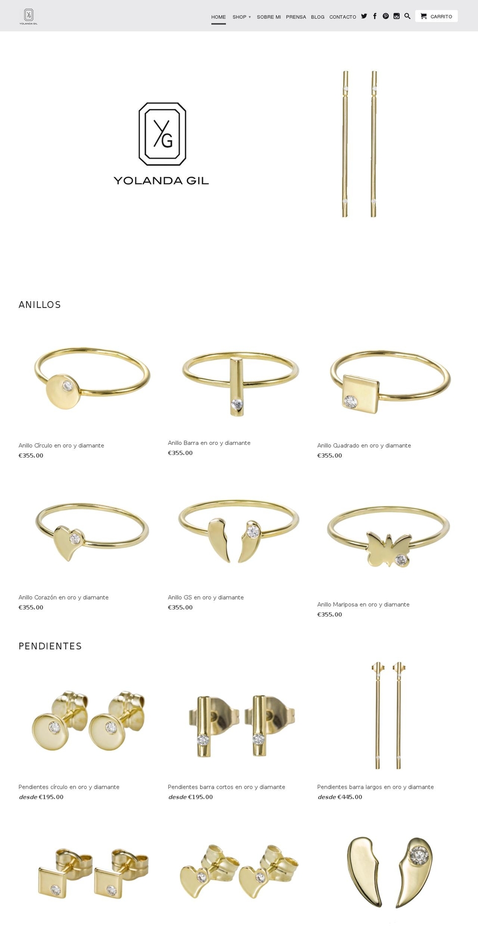 yolandagiljewelry.com shopify website screenshot