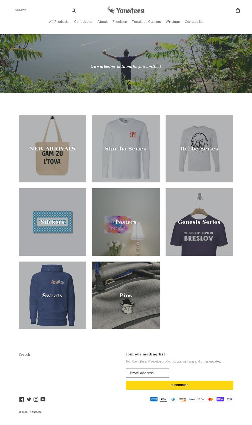 yonatees.com shopify website screenshot