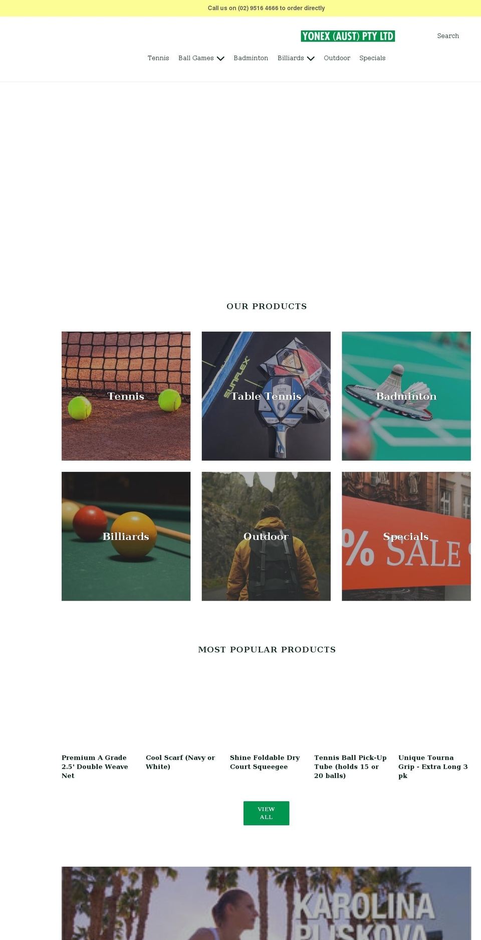 yonexaustralia.com shopify website screenshot