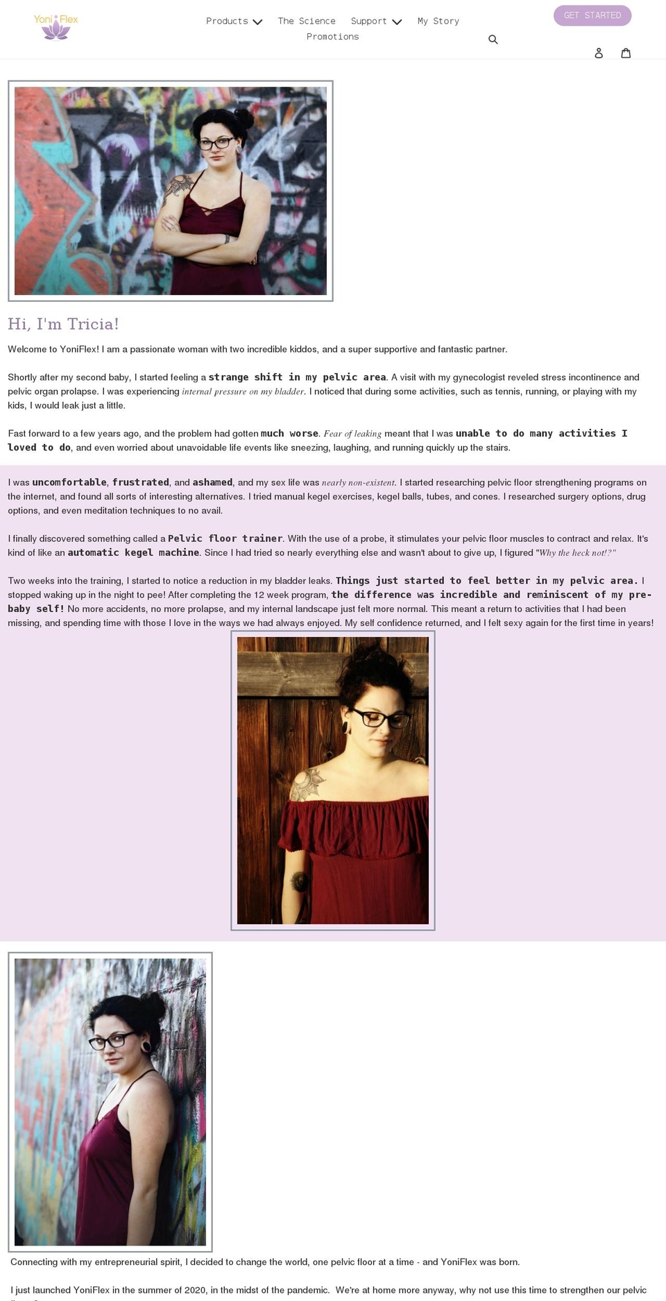 yoniflex.com shopify website screenshot