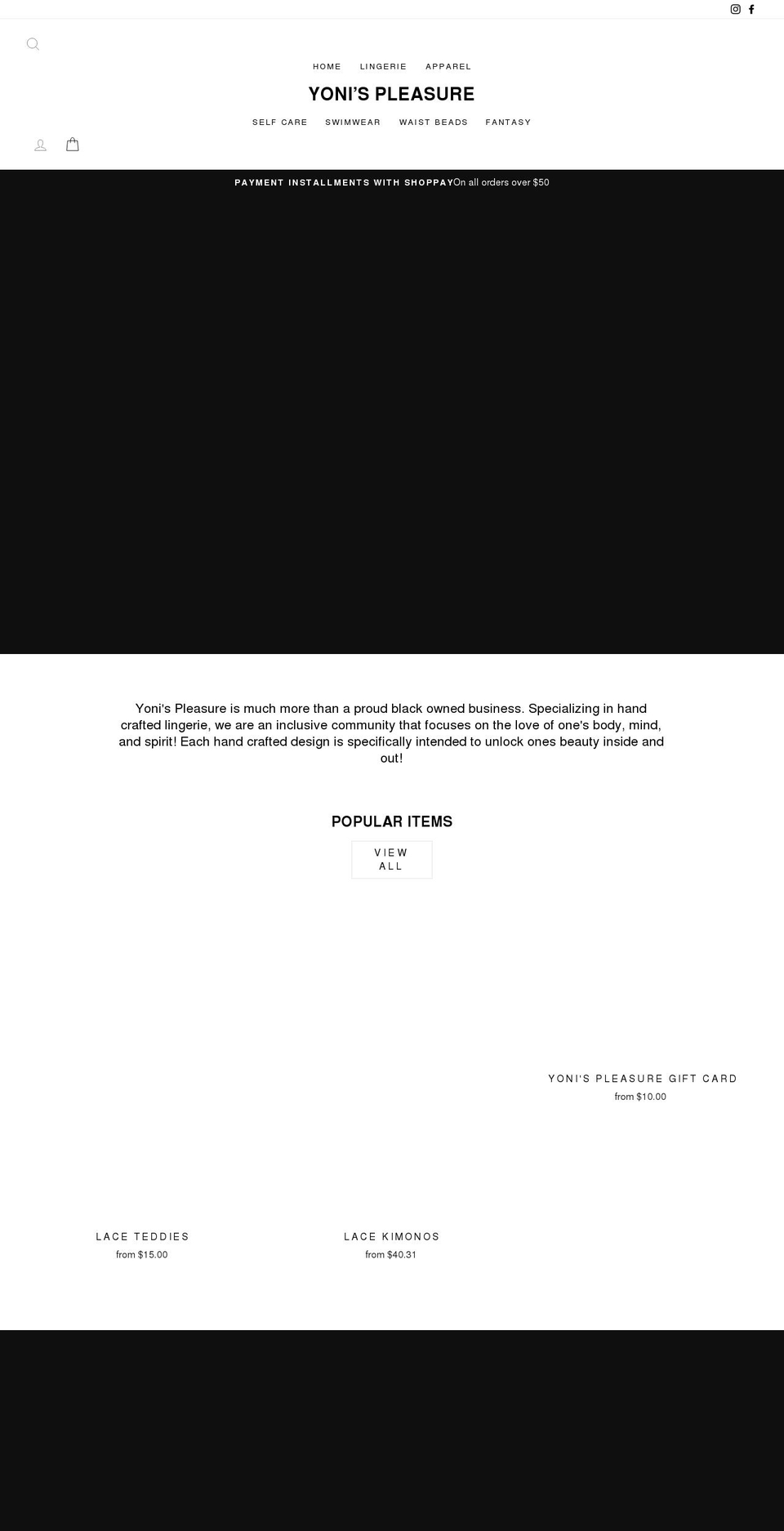 yonis-pleasure.com shopify website screenshot