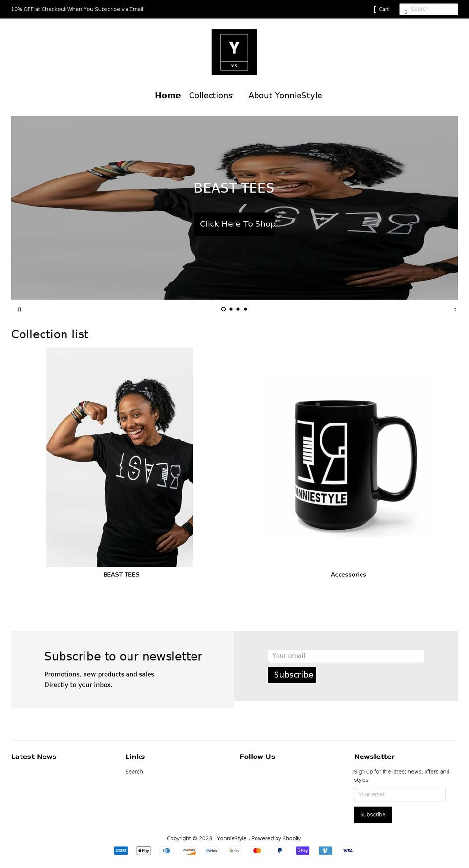 yonniestyle.com shopify website screenshot