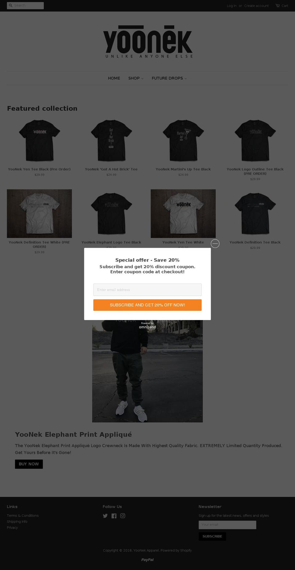 yoonek-apparel.com — Shopify storefront screenshot