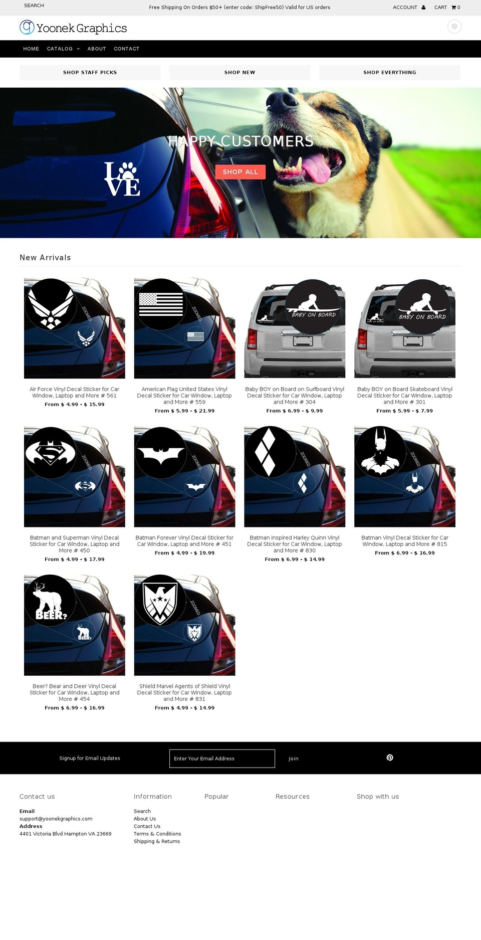 yoonekgraphics.com shopify website screenshot