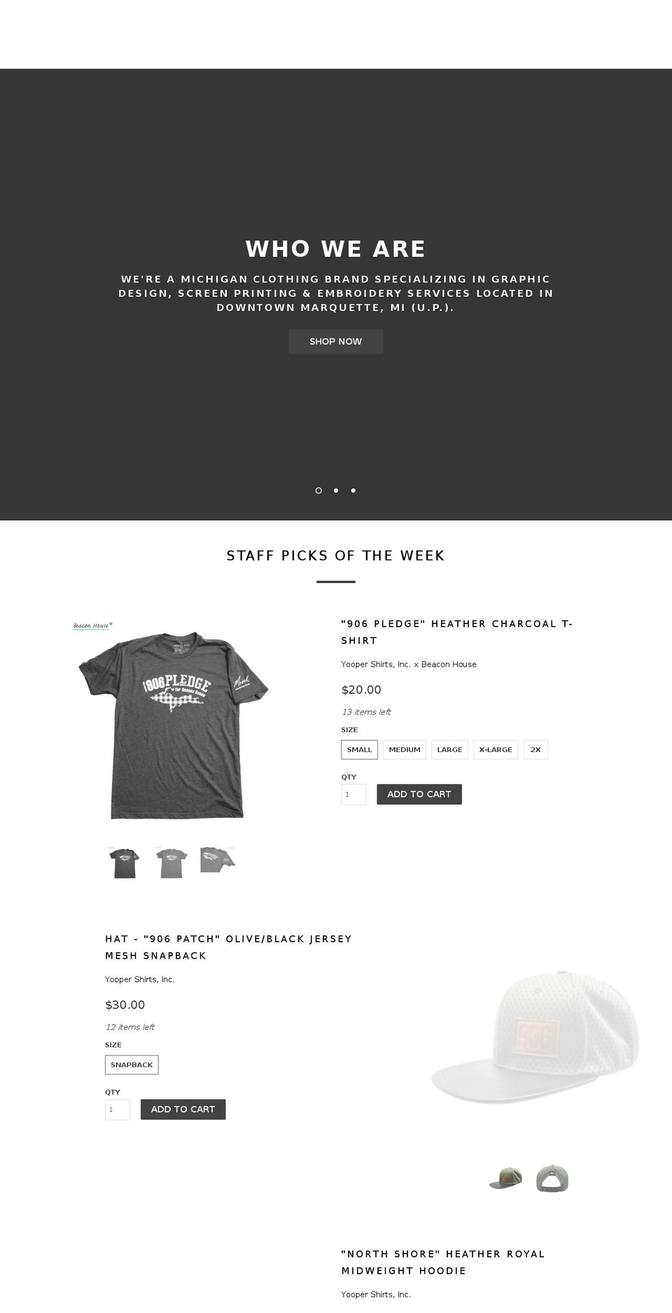 yooperhats.com — Shopify storefront screenshot