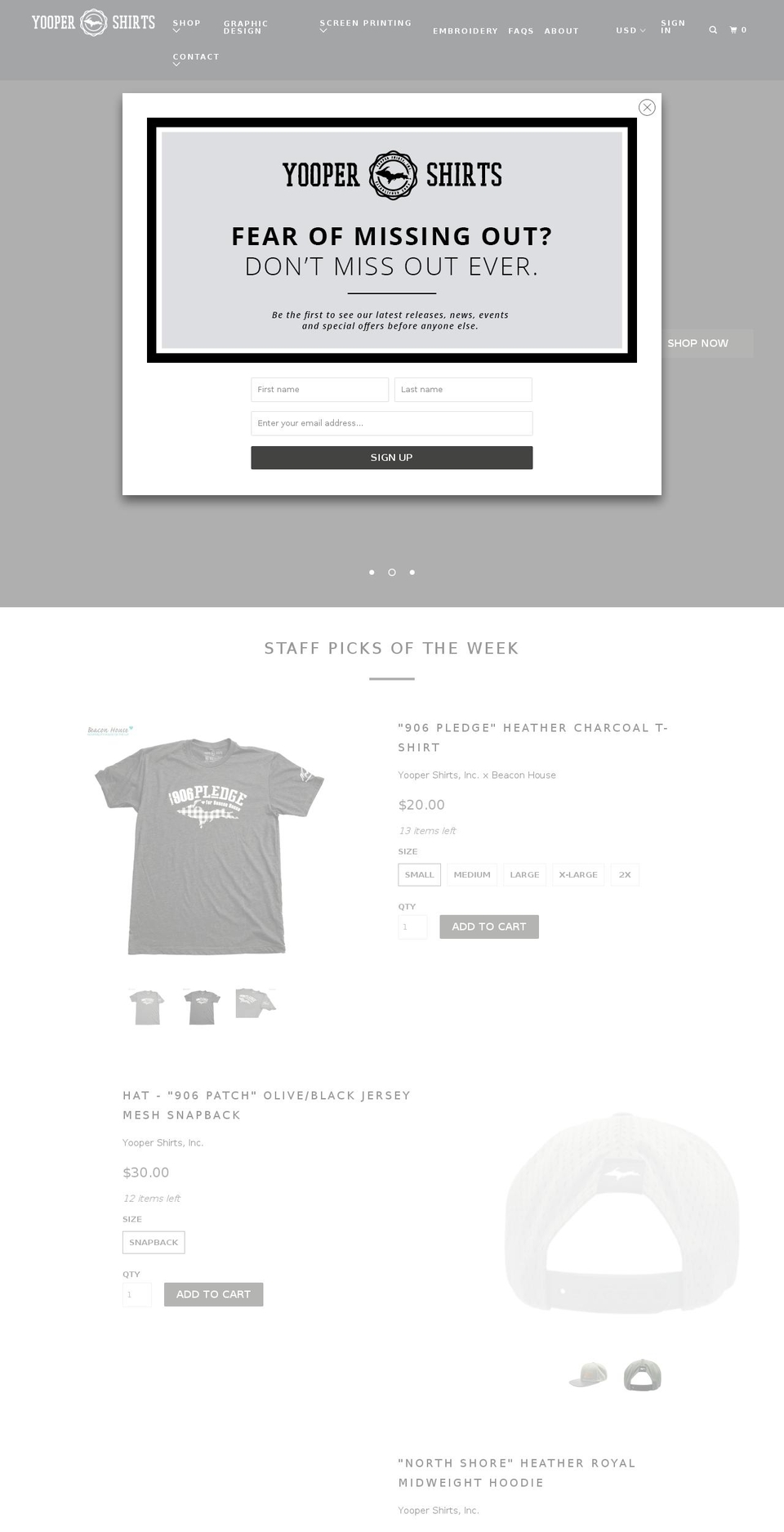 yooperkicks.com — Shopify storefront screenshot
