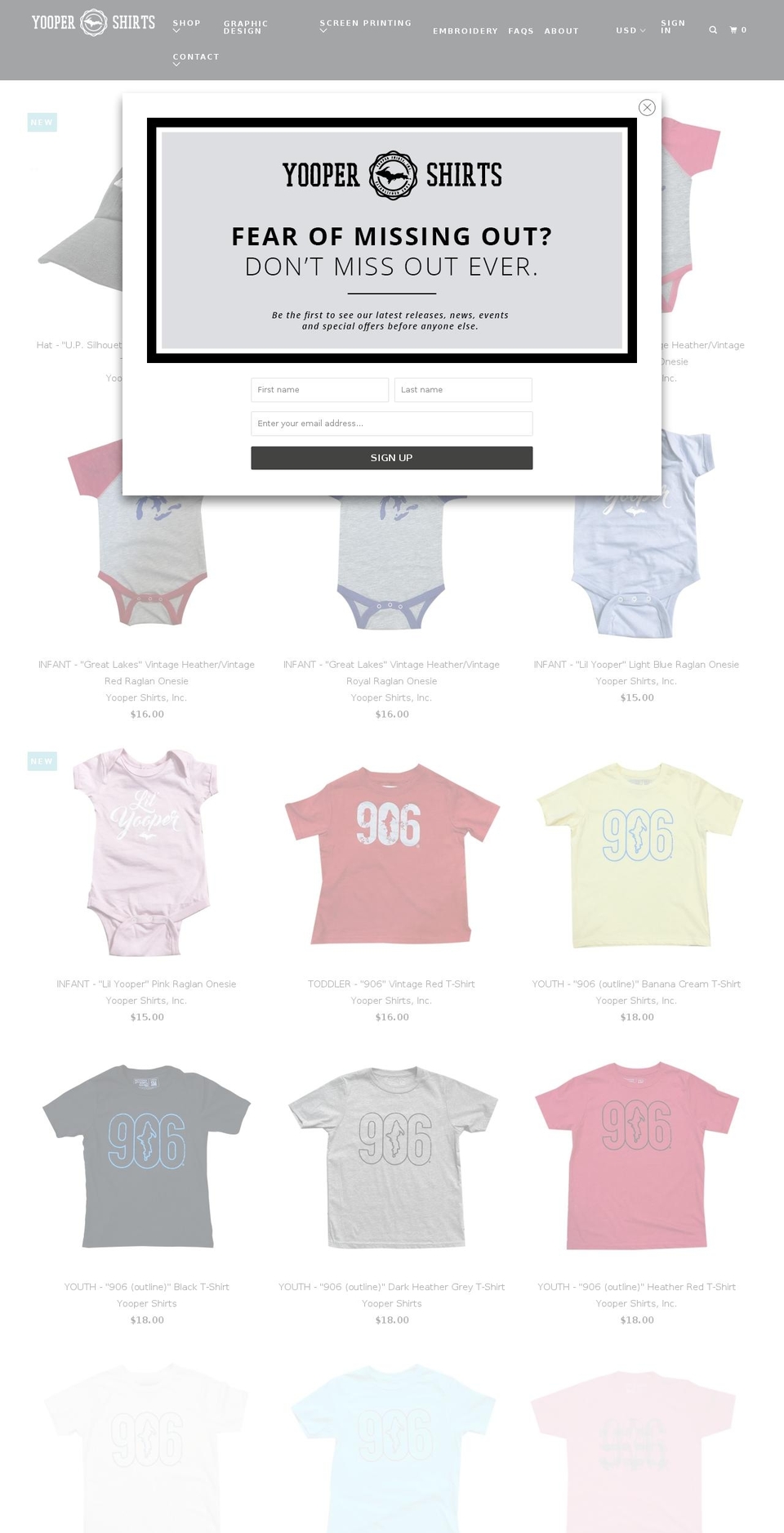 yooperkids.com — Shopify storefront screenshot