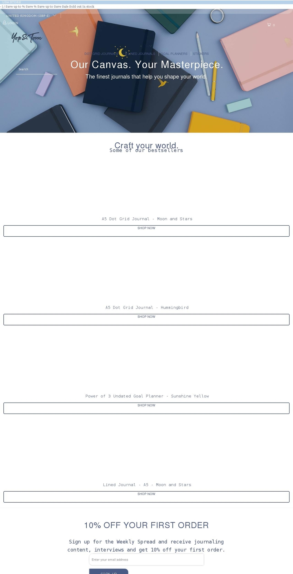 yopandtom.com shopify website screenshot