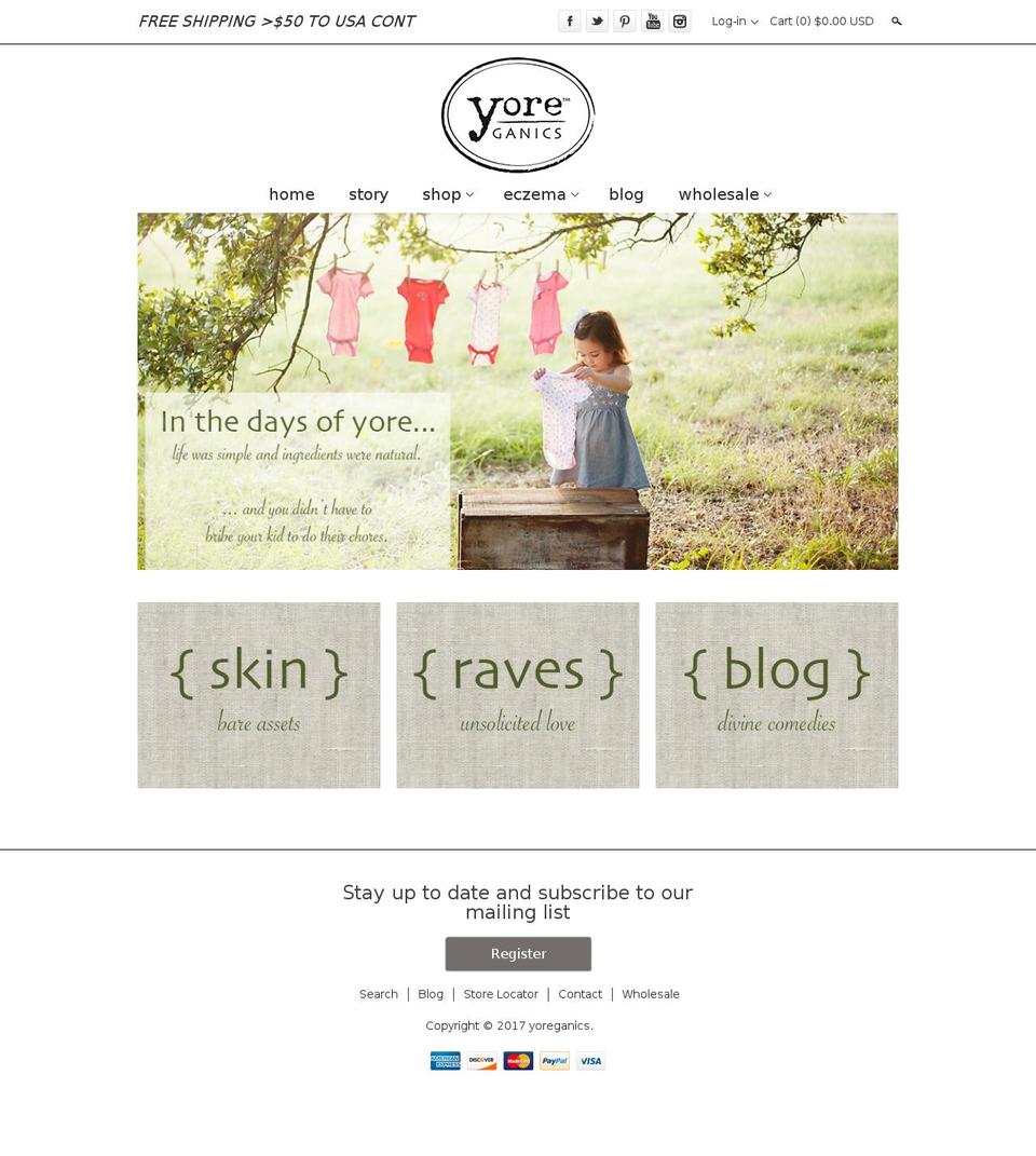 yoreganics.us shopify website screenshot