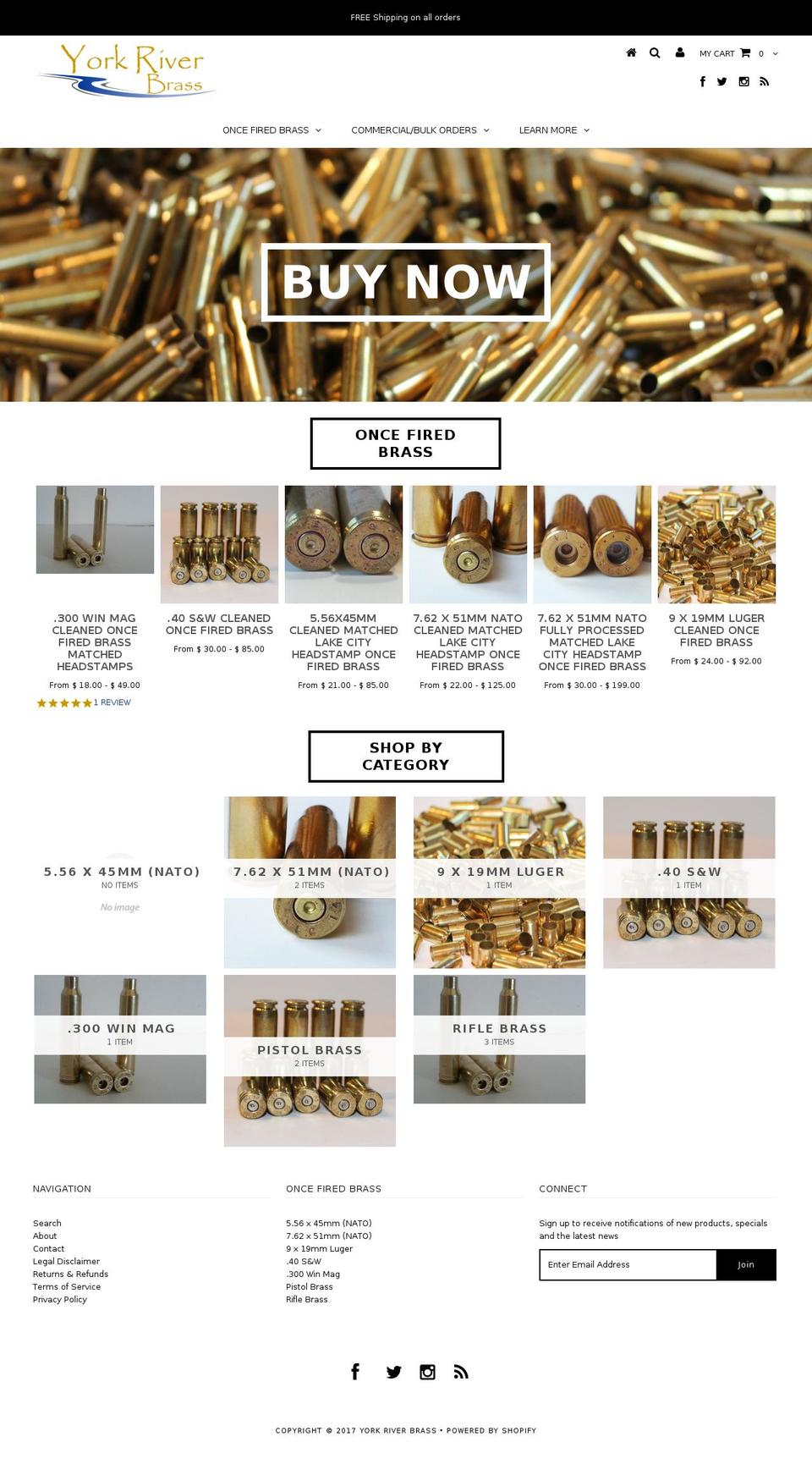 yorkriverbrass.com shopify website screenshot