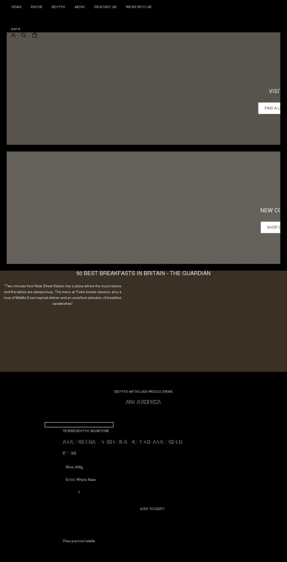yorkscafe.co.uk shopify website screenshot