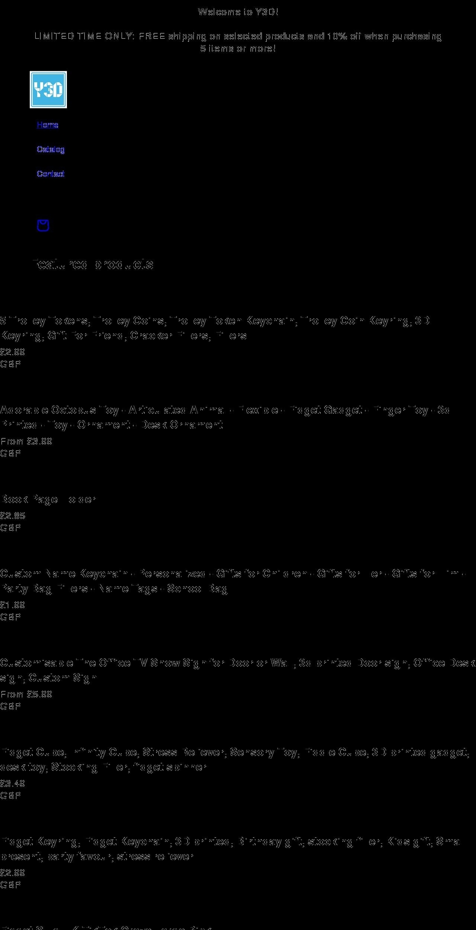 yorkshire3d.co.uk shopify website screenshot