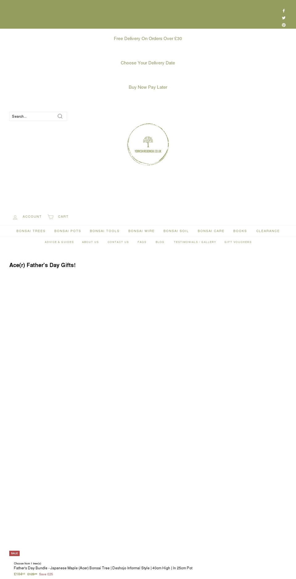 yorkshirebonsai.co.uk shopify website screenshot