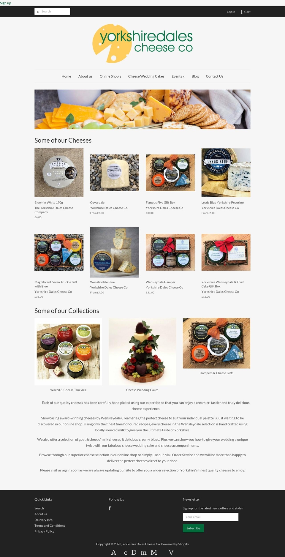 yorkshiredalescheese.co.uk shopify website screenshot