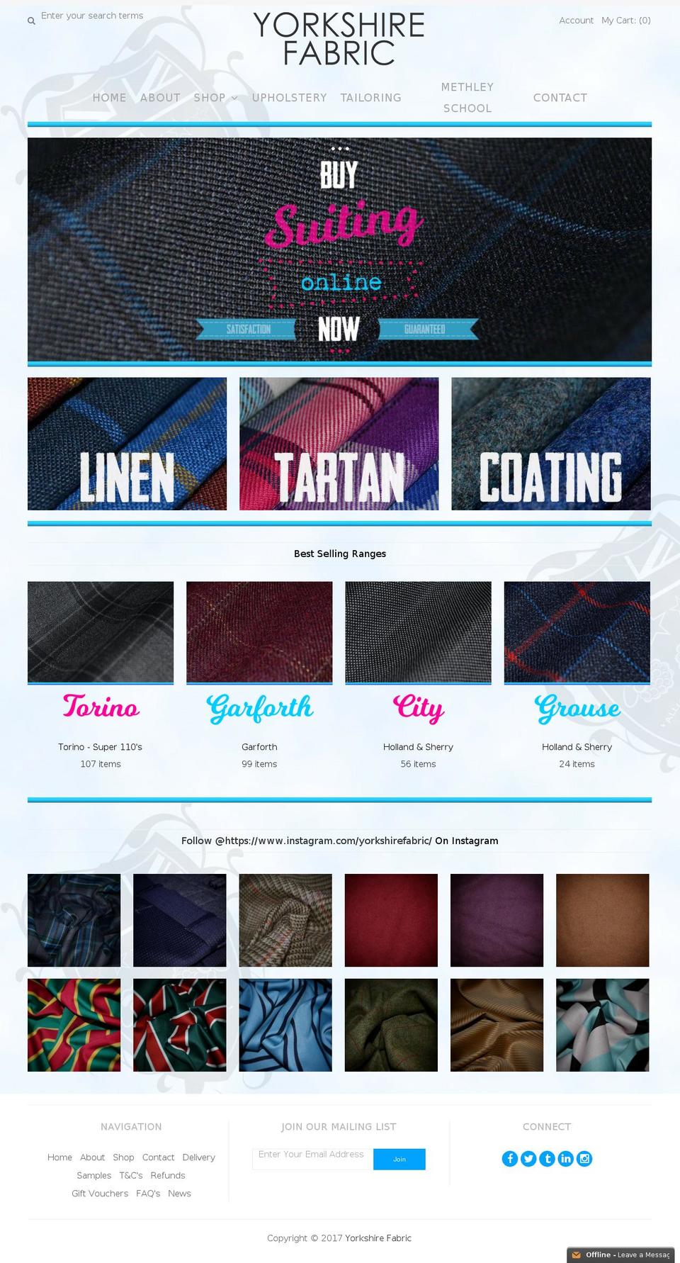 yorkshirefabric.com shopify website screenshot