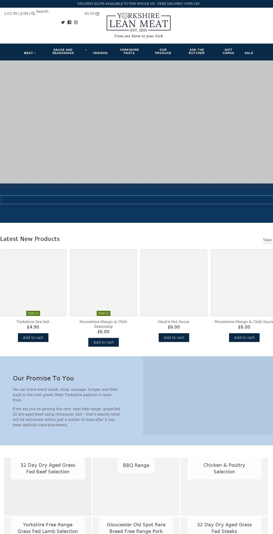 yorkshireleanmeat.co.uk shopify website screenshot