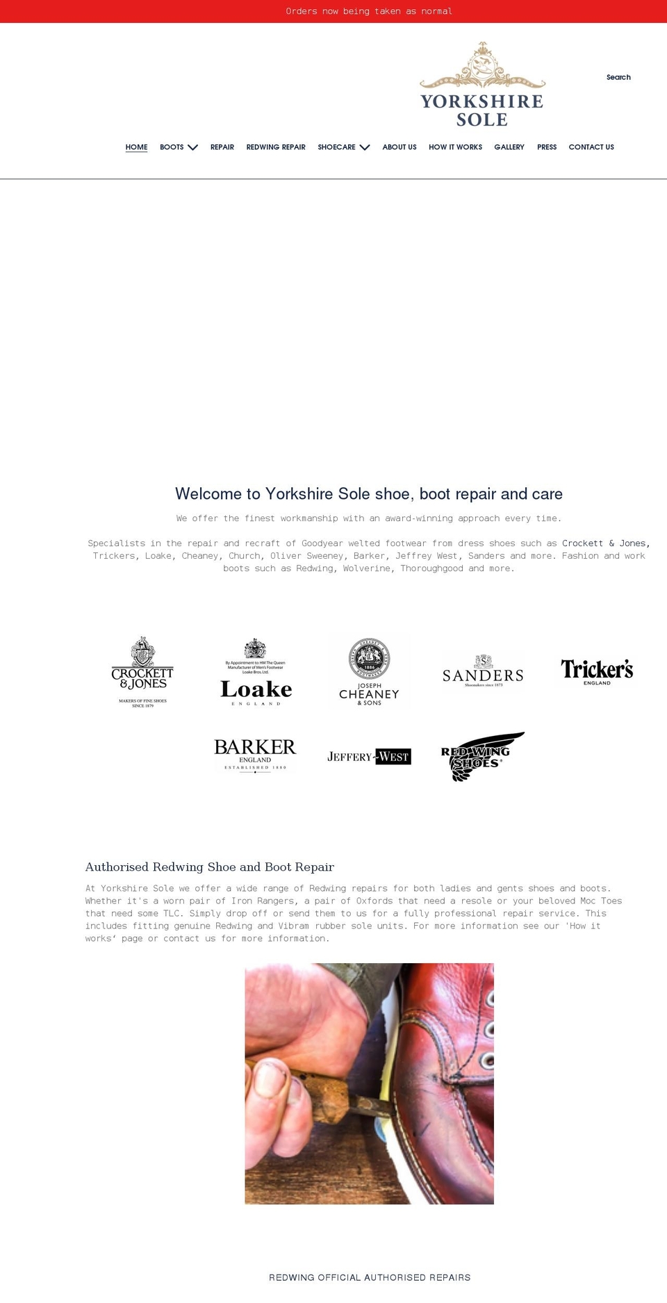 yorkshiresole.co.uk shopify website screenshot