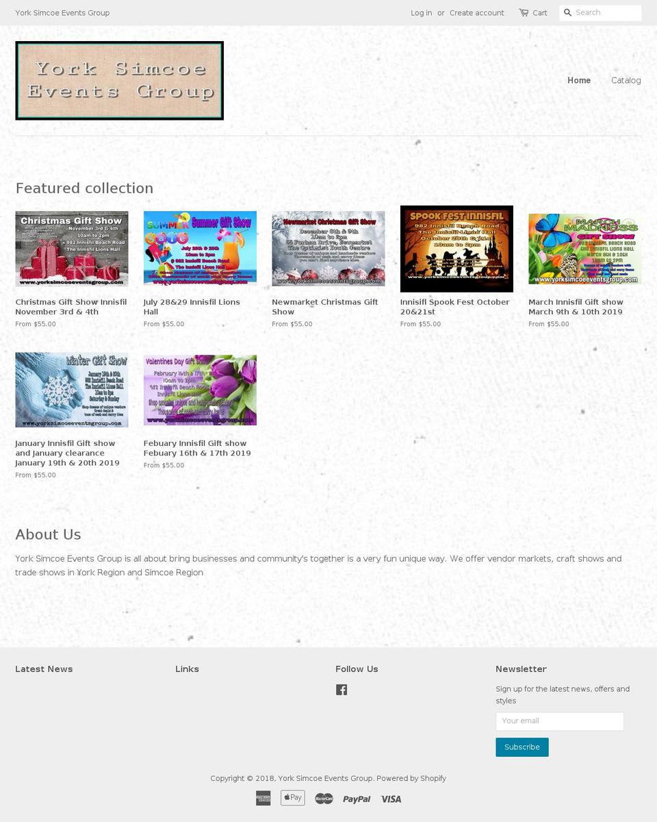 yorksimcoeeventsgroup.com — Shopify storefront screenshot