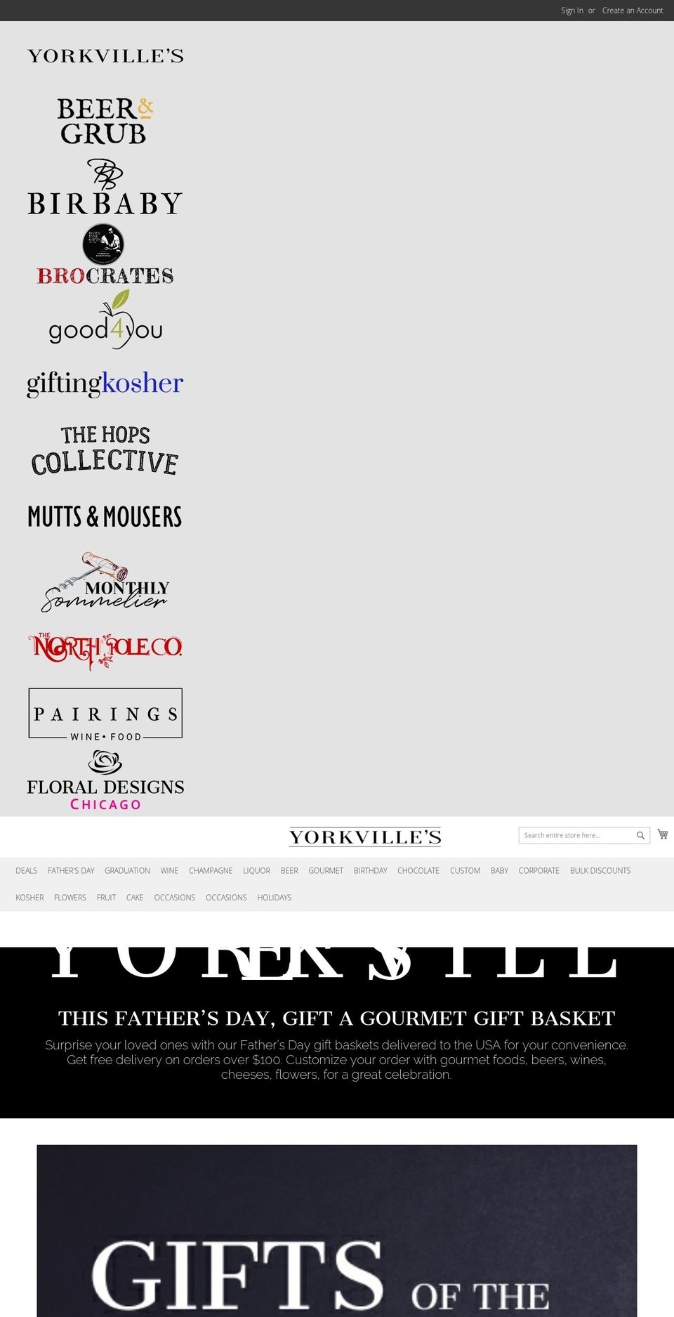 yorkvilles.com shopify website screenshot