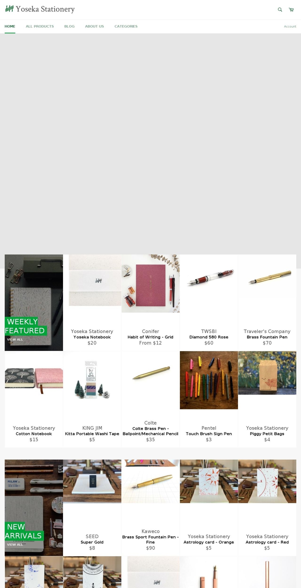 yosekastationery.com shopify website screenshot
