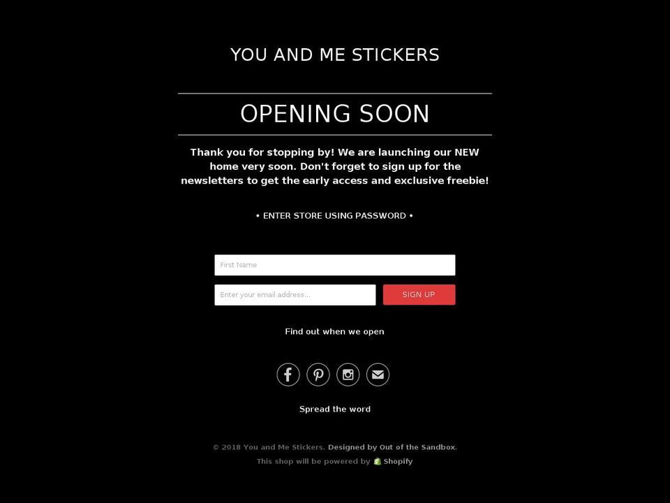 youandmestickers.com — Shopify storefront screenshot