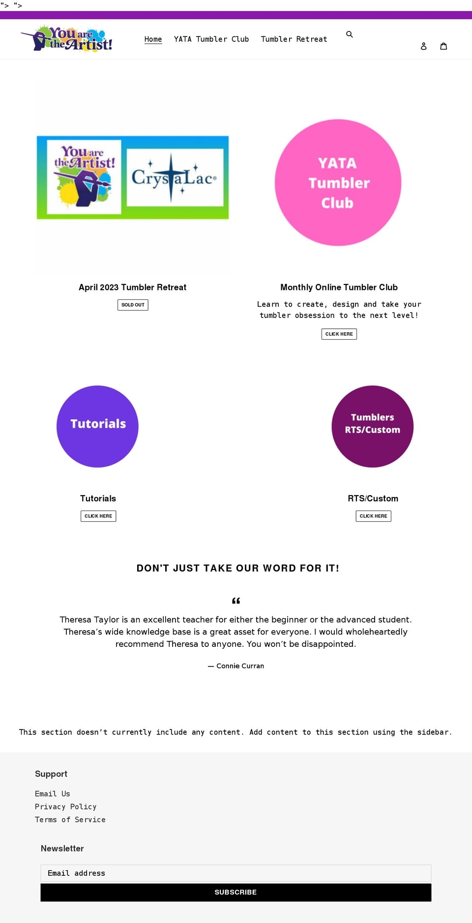 youaretheartist.com shopify website screenshot
