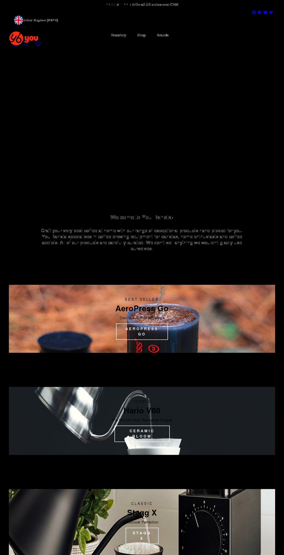youbarista.co.uk shopify website screenshot