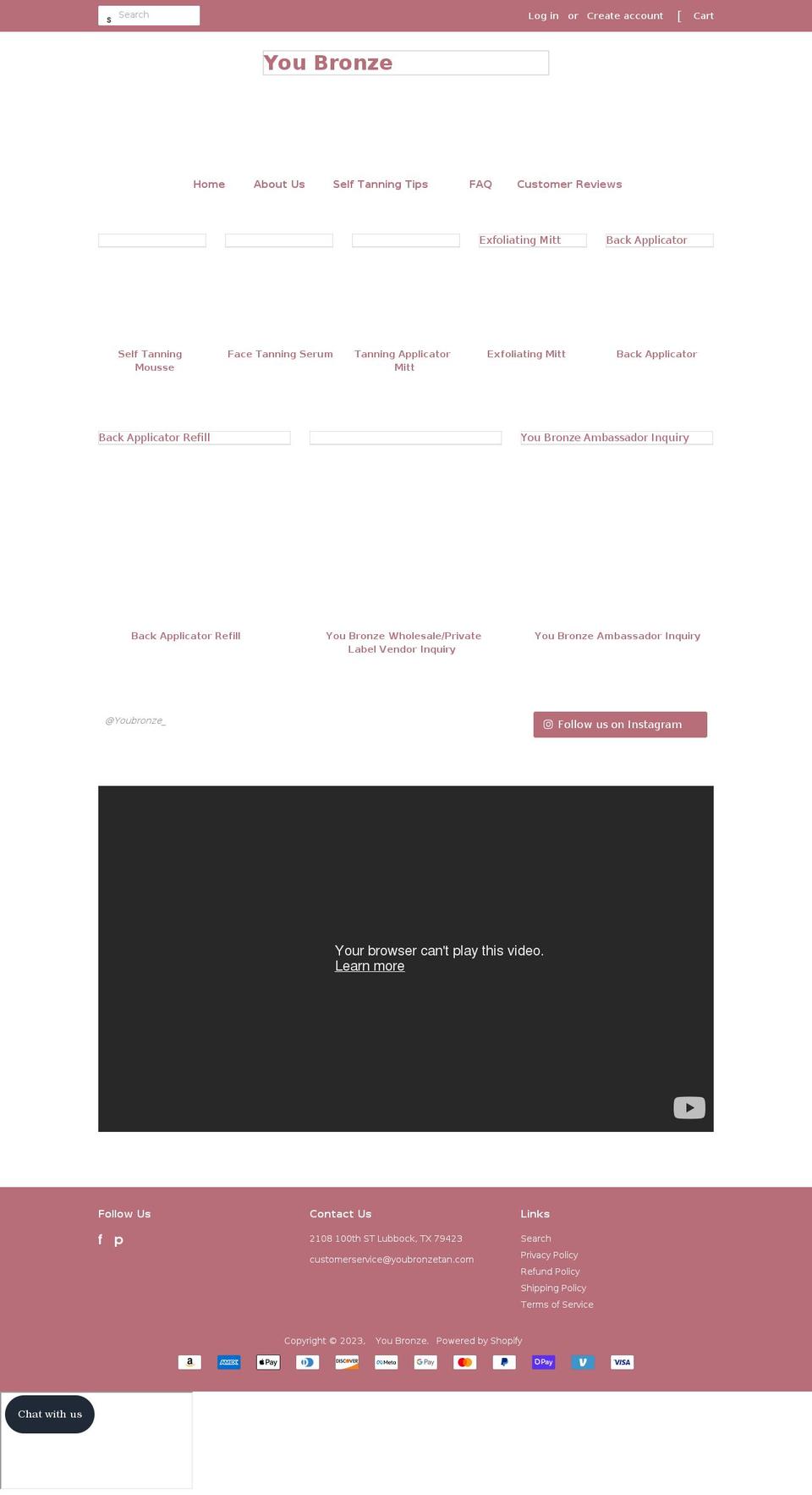 youbronzetan.com shopify website screenshot