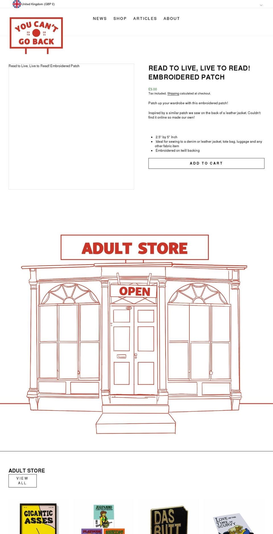 youcantgoback.co.uk shopify website screenshot