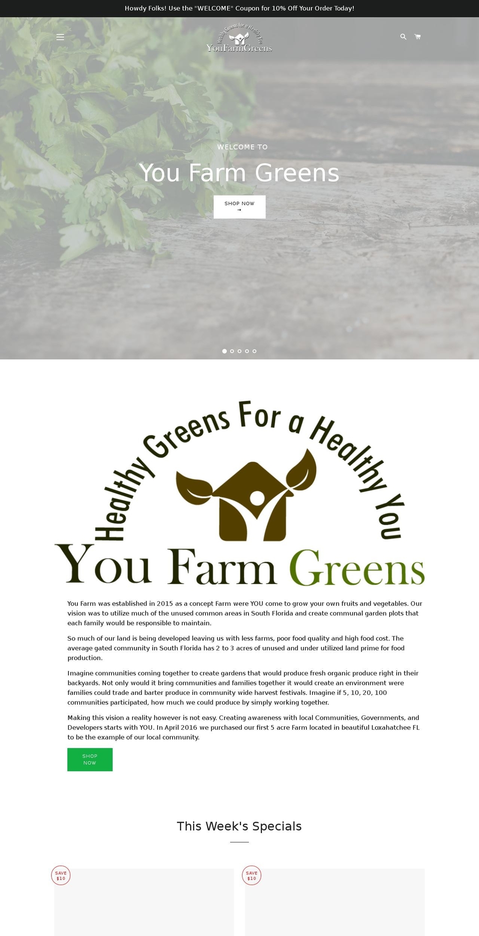 youfarmgreens.com shopify website screenshot