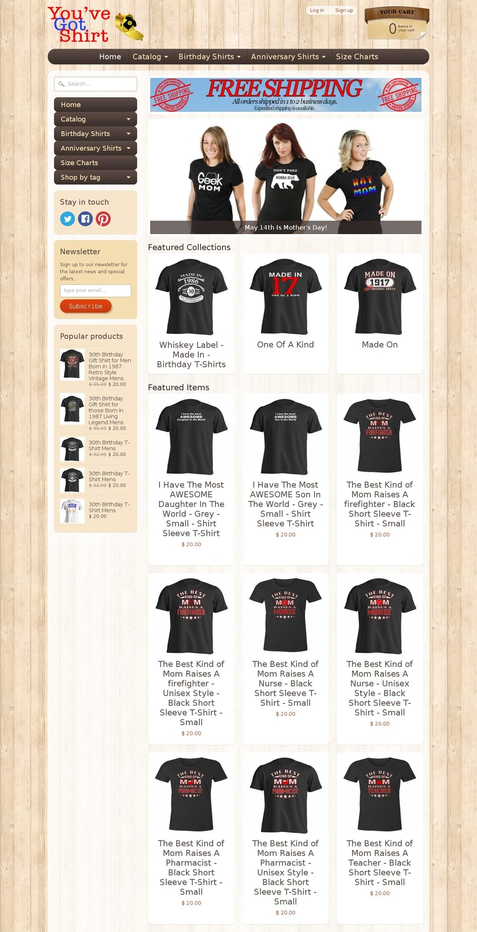 yougotshirts.com shopify website screenshot