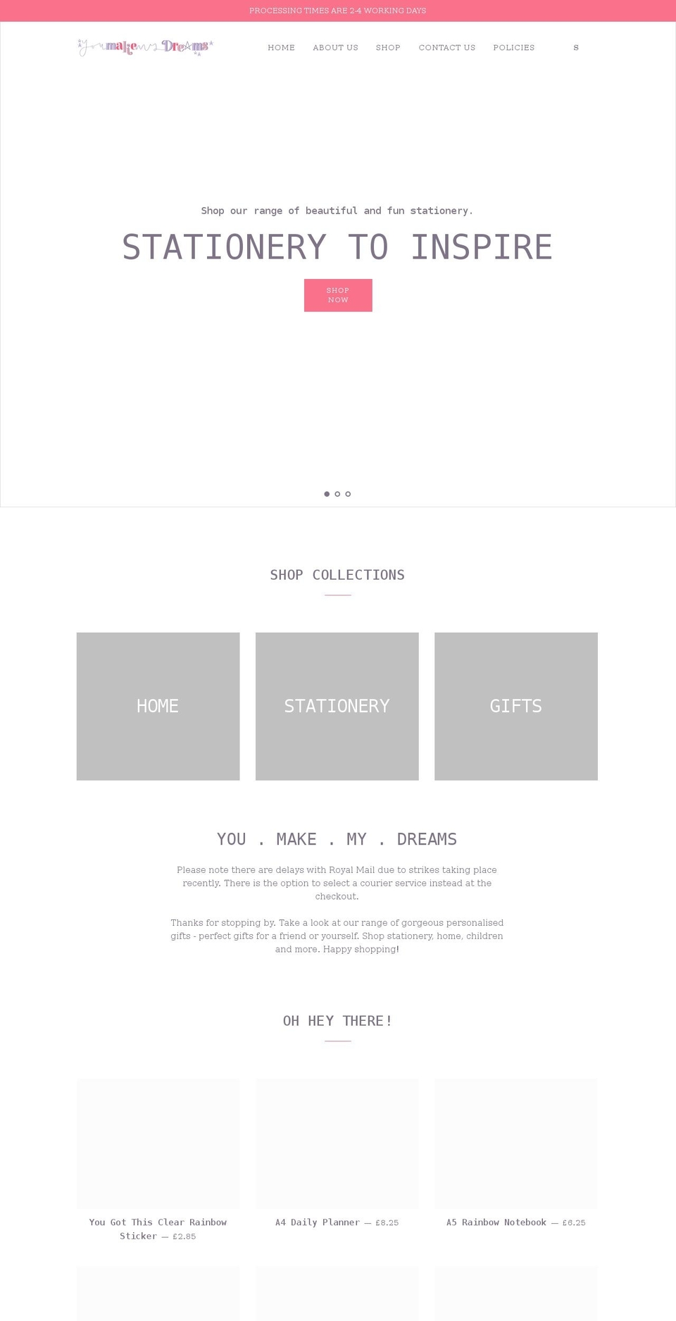 youmakemydreams.co.uk shopify website screenshot
