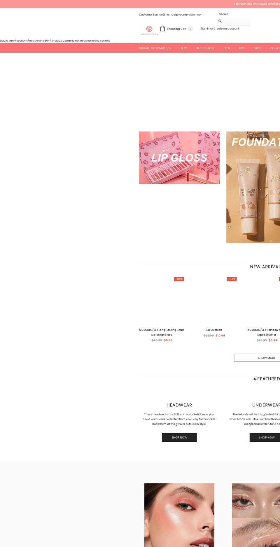 young-vision.com shopify website screenshot