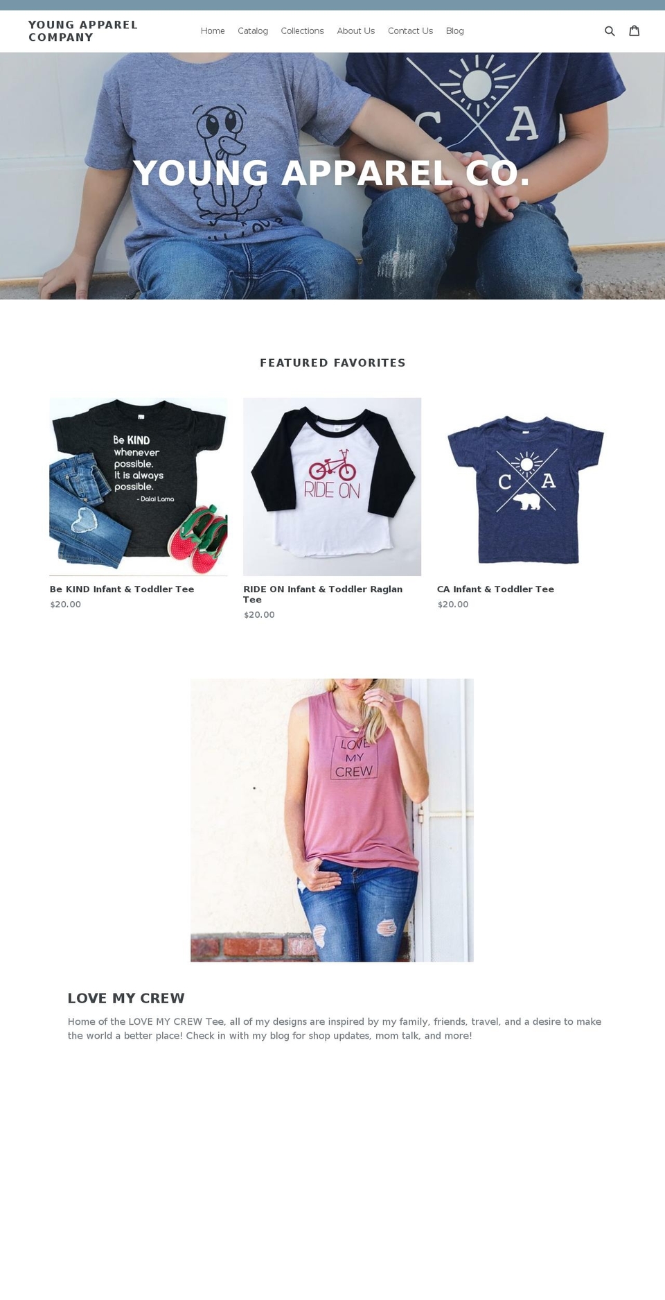 youngapparelcompany.com shopify website screenshot