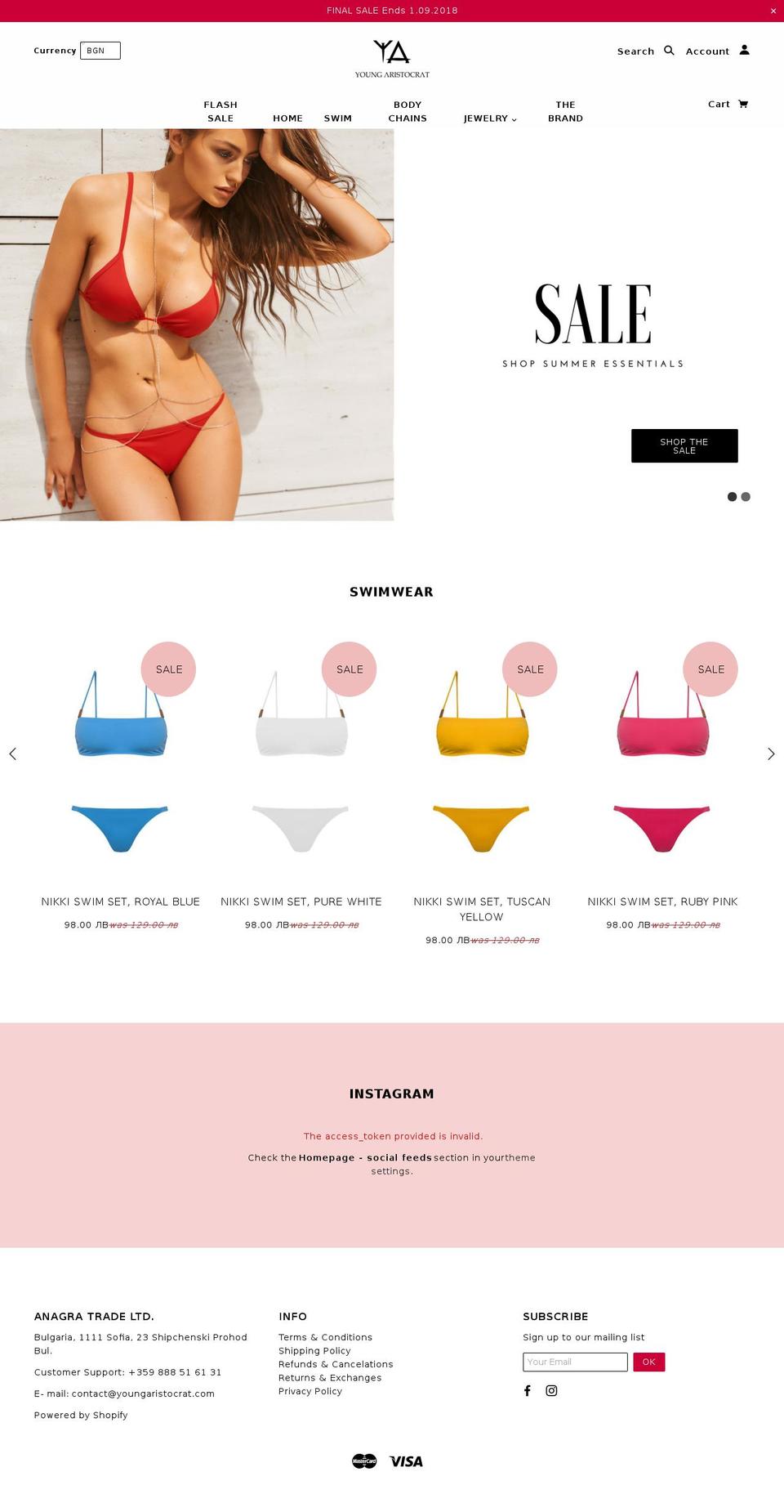 youngaristocrat.com — Shopify storefront screenshot