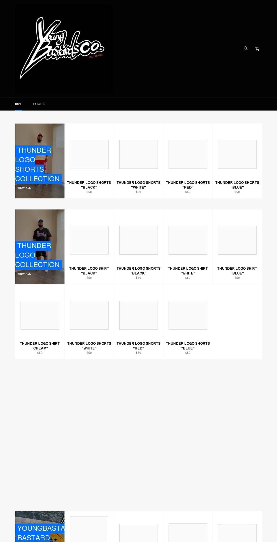 youngbastardsclothing.com shopify website screenshot