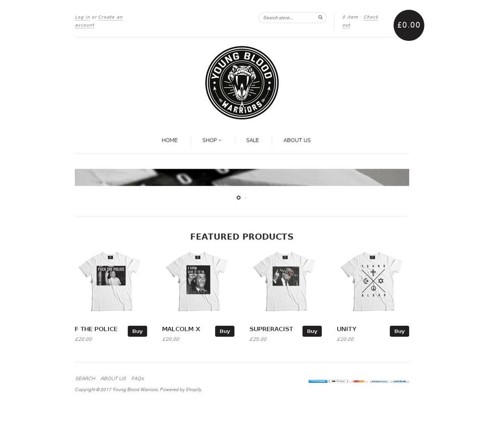 youngbloodapparel.com shopify website screenshot
