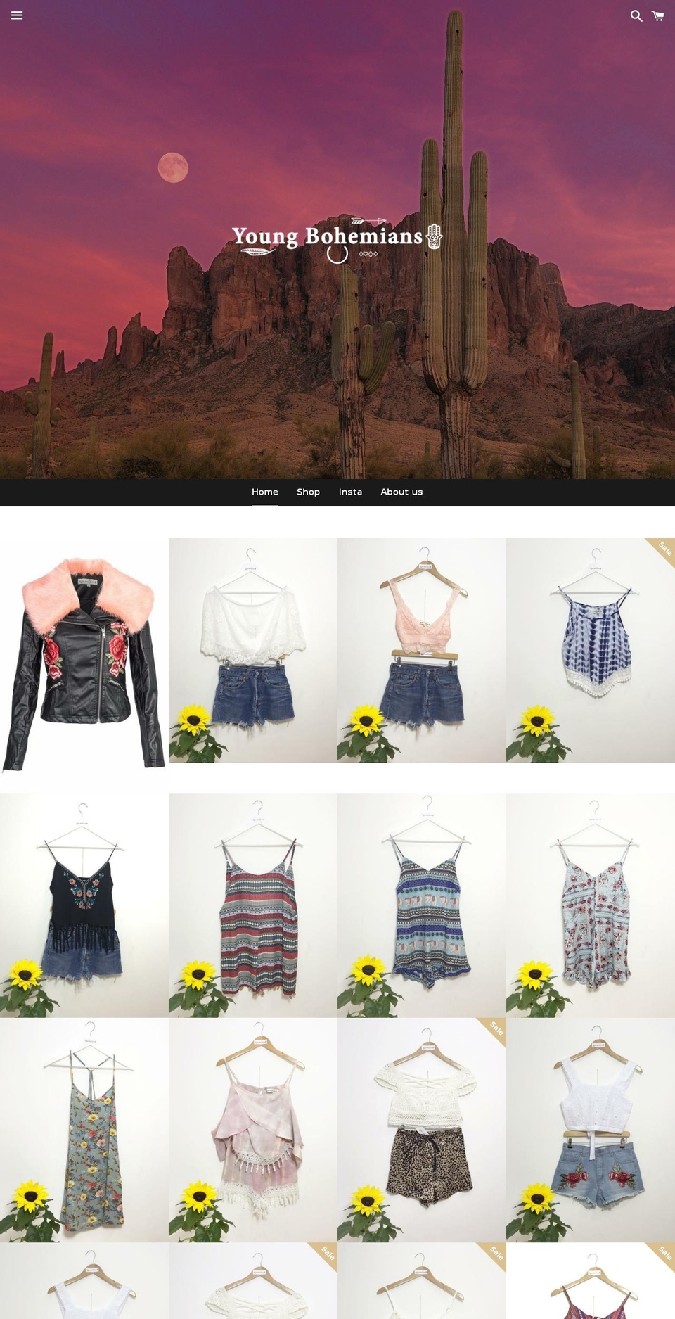 youngbohemians.com shopify website screenshot